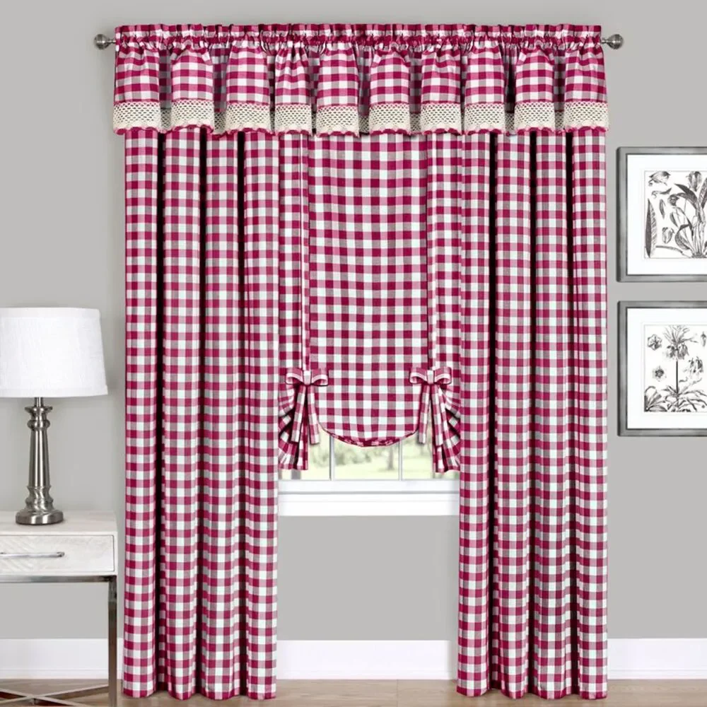 Achim Home Furnishing: Buffalo Burgundy Plaid Modern Window Curtain Panel : 42